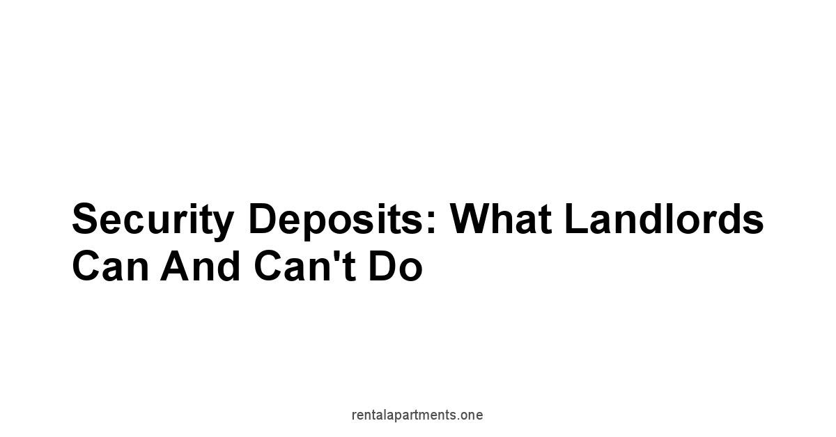 Security Deposits: What Landlords Can and Can't Do