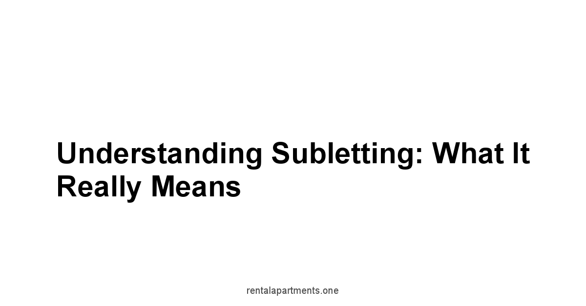 Understanding Subletting: What It Really Means